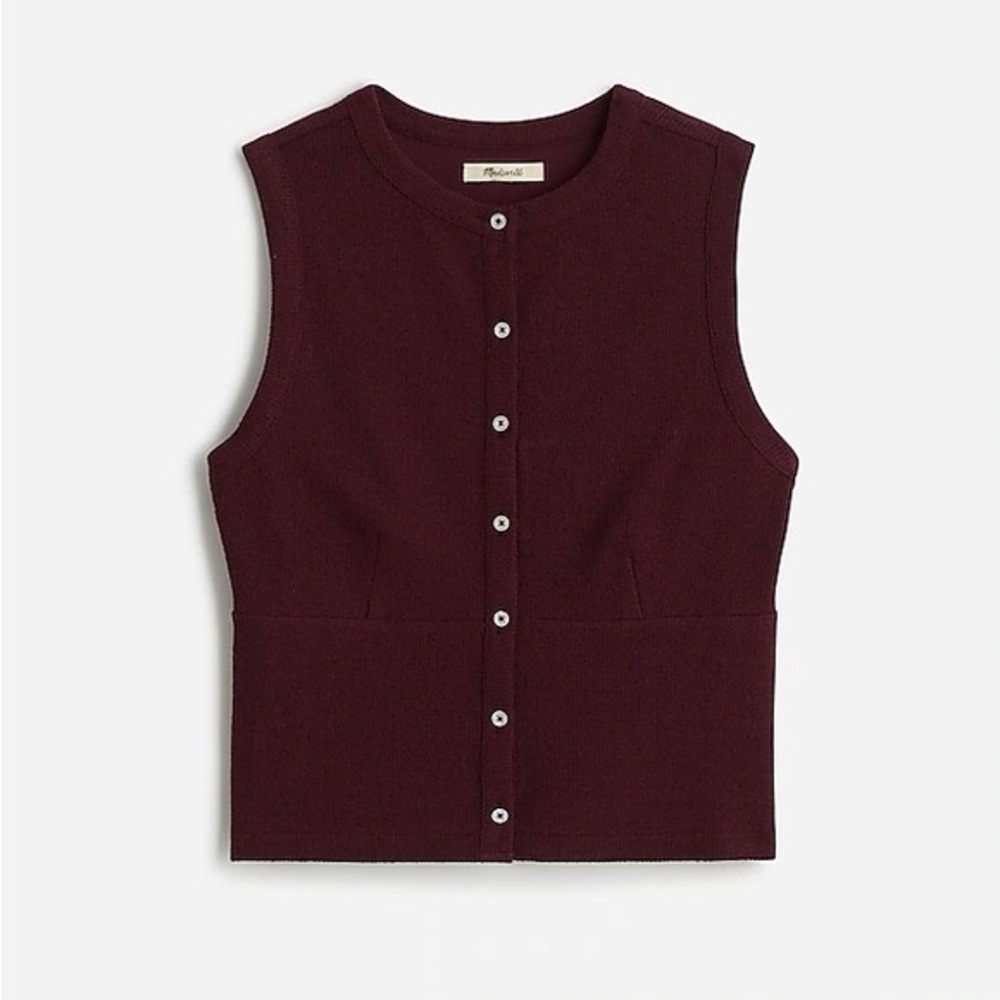 Madewell Burgundy Sleeveless Button-Front Knit Tank - Picture 1 of 6
